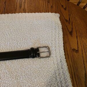 Black Leather Belt with Silver Buckle